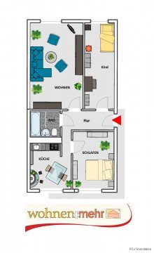 Grundriss 67,02 qm, 3 Zi. JobCenter geeignet ab 4 Personen - ruhig + g�nstig - 3-Zi. 70m� - sofort verf�gbar -