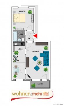 Wohnfl�che 54,78 qm, 2,5 Zi. JobCenter geeignet ab 2 Person - ruhig + g�nstig - 2,5-Zi. 56m� - sofort verf�gbar -