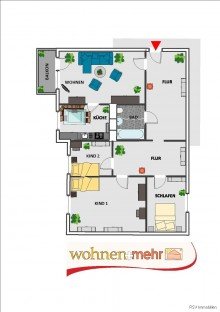 Grundriss 88,72 qm, 4 Zimmer JobCenter geeignet ab 6 Person - ruhig + g�nstig - 4-Zi. 89 m� - sofort verf�gbar -