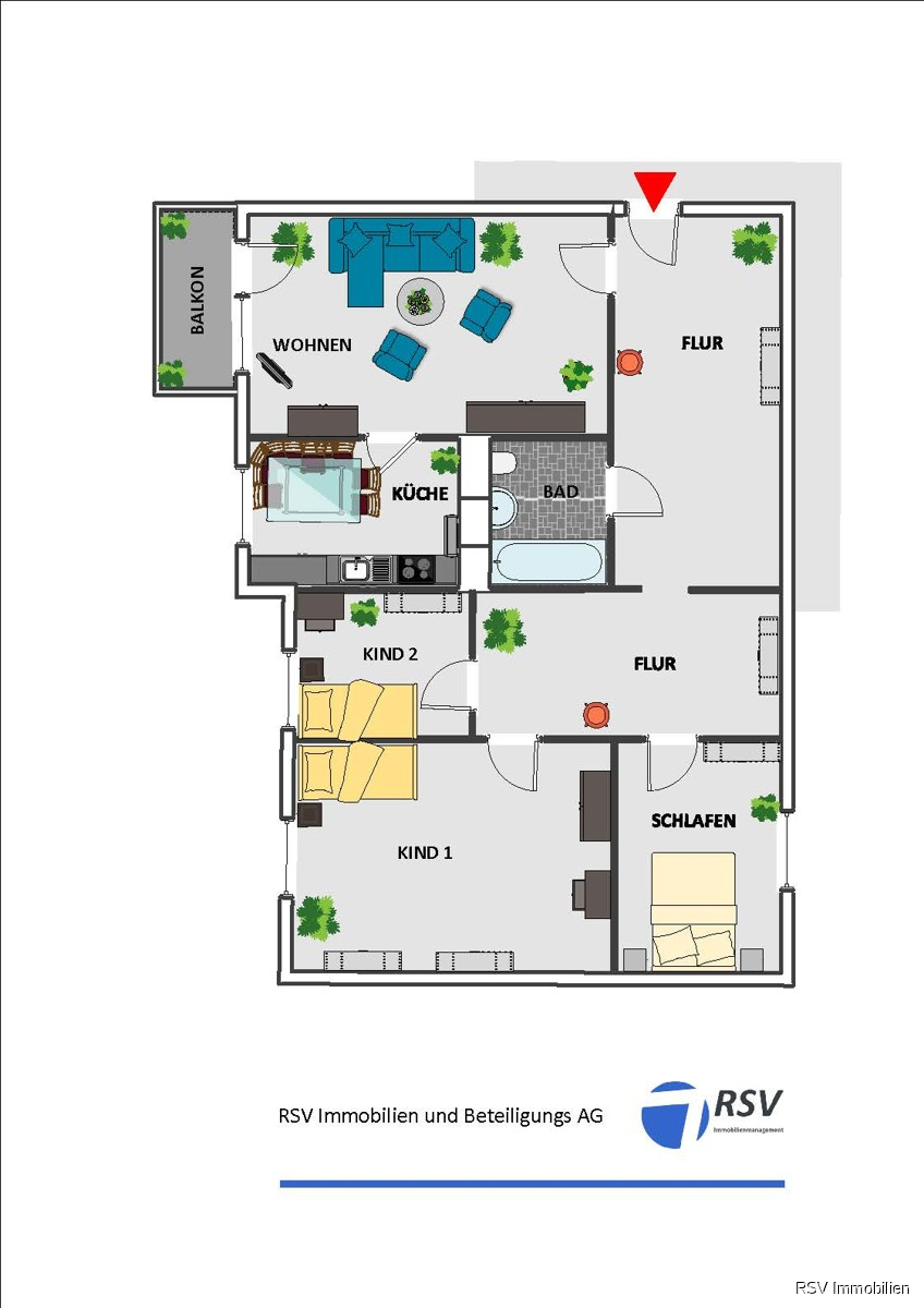 Wohnfl�che 88,72 qm, 4 Zimmer Etagenwohnung Magdeburg