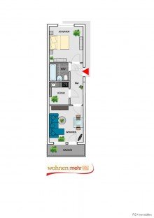 39,13m� - 2 Zi. mit Balkon JobCenter geeignet ab 1 Person - ruhig + g�nstig - 2-Zi. 40m� - sofort verf�gbar -