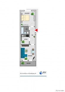 Grundriss 39,13m� - 2 Zi. mit Balkon JobCenter geeignet ab 1 Person - ruhig + g�nstig - 2-Zi. 40m� - sofort verf�gbar -