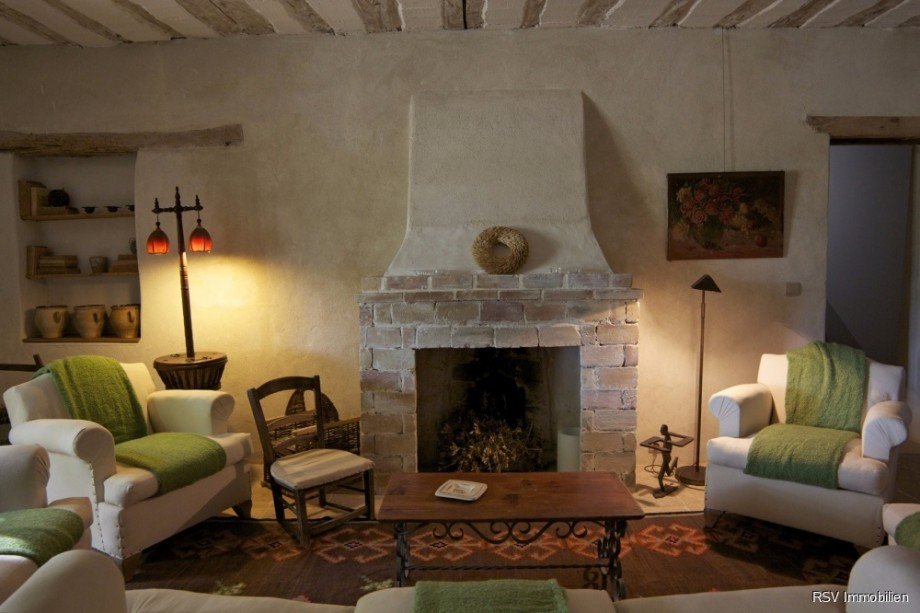 Wohnzimmer mit Kamin Ferienhaus Le Cannet-des-Maures