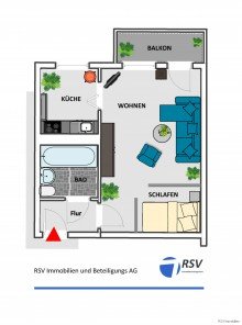 Grundriss 34,38 qm, 1 Zi. JobCenter geeignete 1-Zi. 35m� - sofort verf�gbar - Fitnesstudio kostenlos inklusive